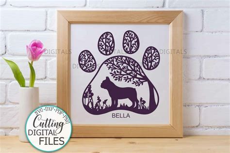 Download French Bulldog Paw Dog Sign Svg Cut... Files DXF Files