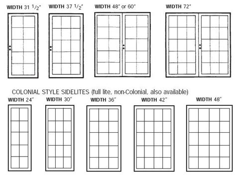 French Door Size Chart