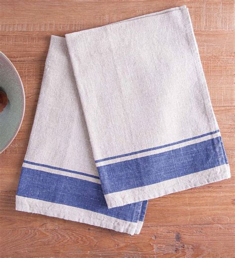 4 Antique French linen towels BIG red striped kitchen dish