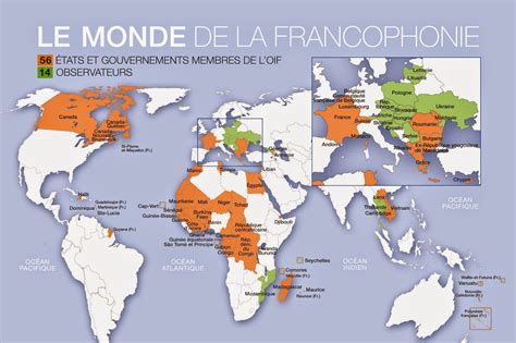 World Map of French Speaking Countries, Geography Teacher's Discovery
