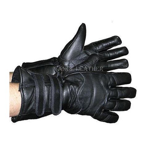 Vance VL404 Men's Black Two-Strap Lambskin Insulated Gauntlet Leather Motorcycle Gloves