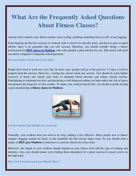 Frequently Asked Questions about Fitness Classes