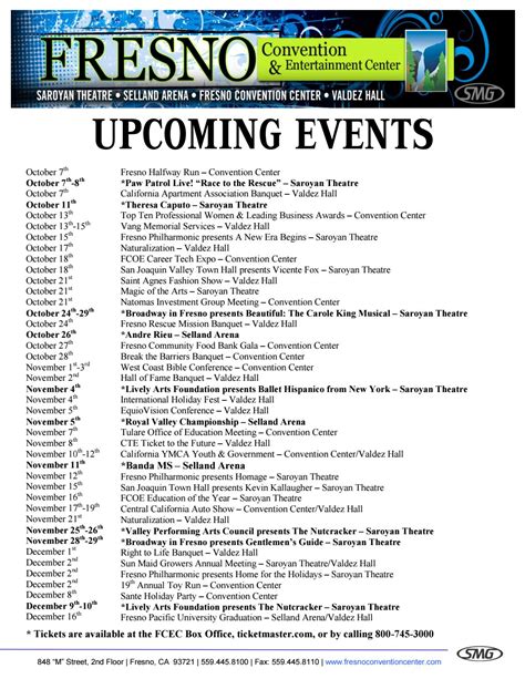 Fresno Calendar Of Events