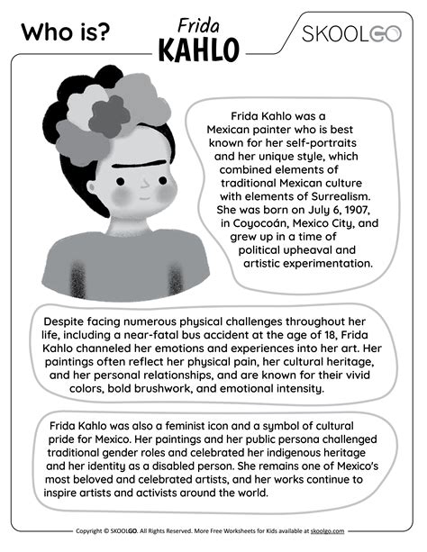 Frida Kahlo Worksheets Free