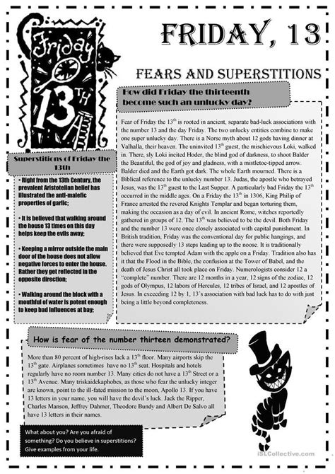 Friday The 13th Worksheets