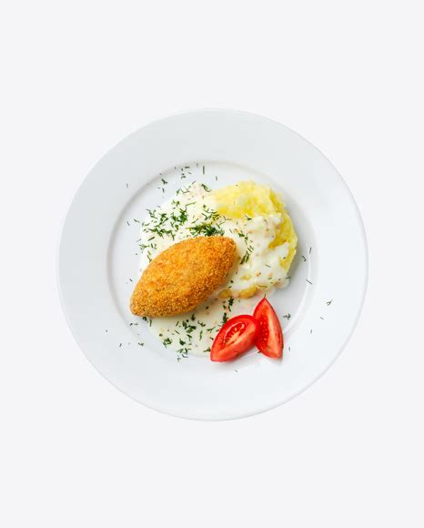 Fried Cutlet W Mashed Potatoes 3D PNG