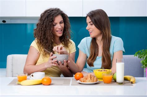 Friends Having Fun at Breakfast