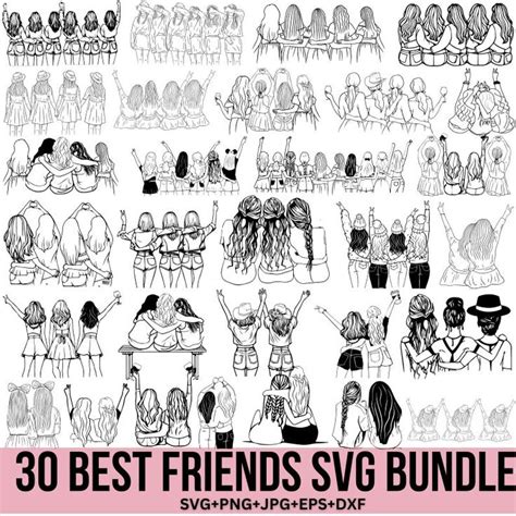 Download Friendship Friends SVG Bundle Silhouette DXF Files