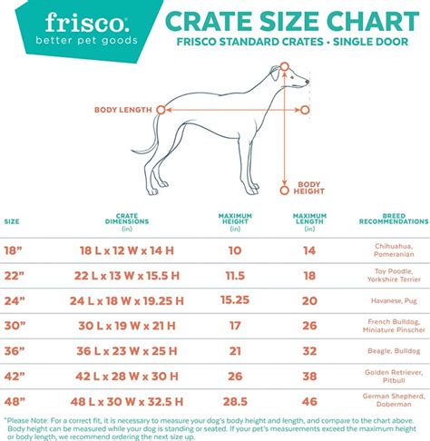 Frisco Crate Size Chart