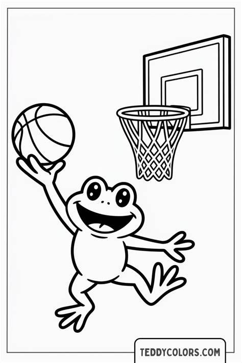 Frog Playing Basketball Coloring Page