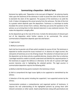 From scattered to summarized