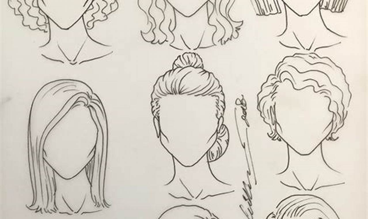 Front-Facing Drawings of Women's Hairstyles