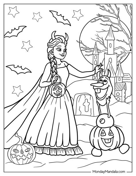 Frozen Halloween Coloring Pages Printable