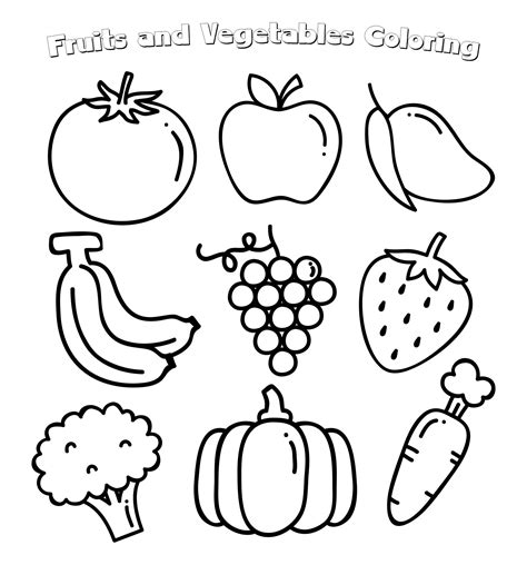 Fruit And Vegetable Coloring Pages