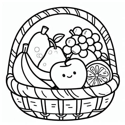 Fruits In A Basket Coloring Pages