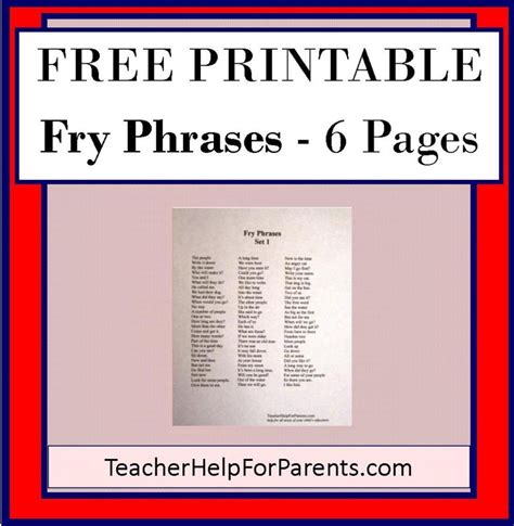 Fry Phrases Printable Large