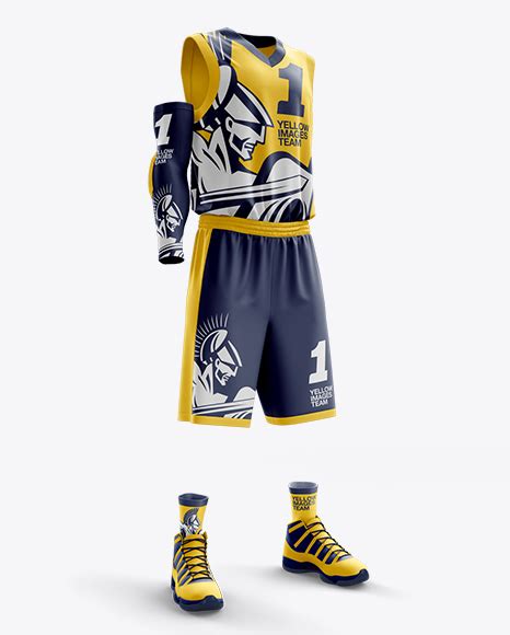 Full Basketball Kit  V-Neck Tank Top Mockup Half-Turned View