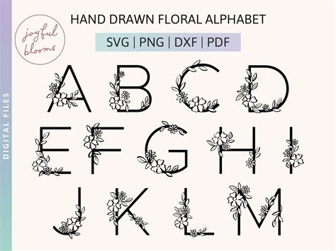 Download Full Floral Alphabet Cut File Bundle DXF Files