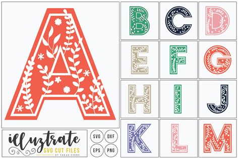 Download Full Floral Alphabet Cut File Bundle For Cricut