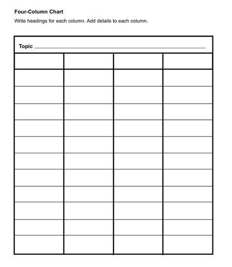 Full Page 6 Collum Printable Table