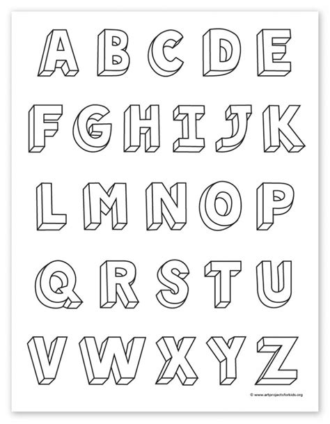 Full Page Printable 3d Letters Template