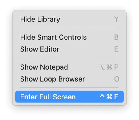 Full Screen Shortcut on Mac