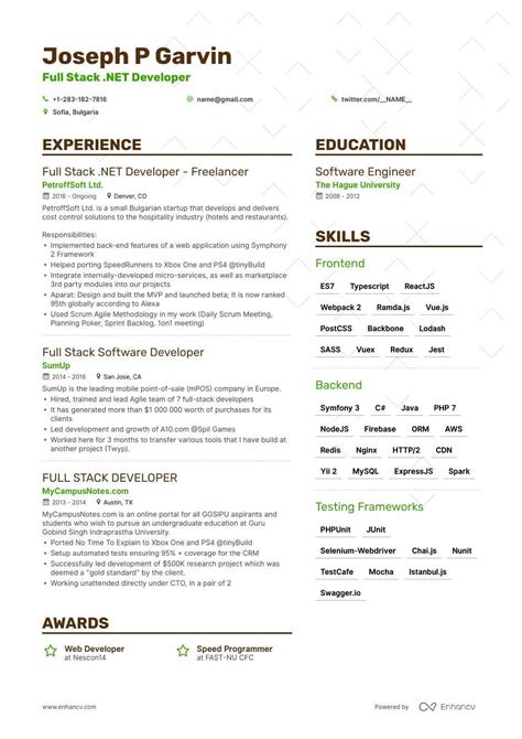 Full Stack Developer Resume