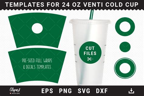 Download Full Wrap Venti Cold Cup 24 Oz... Commercial Use DXF Files