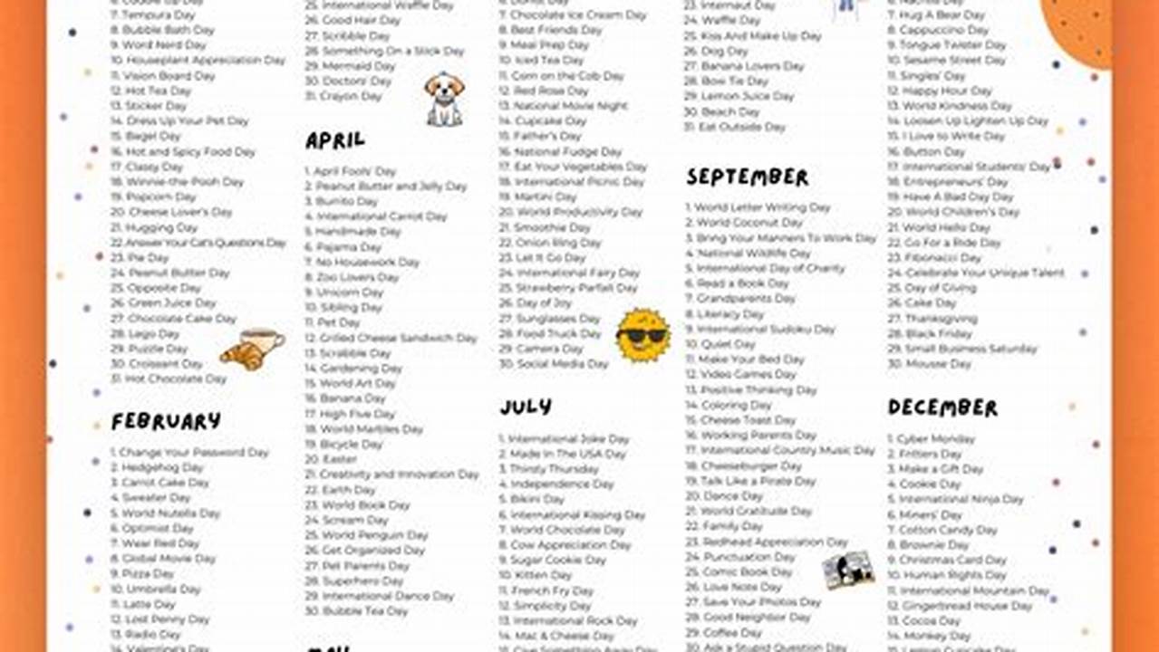 Fun Calendar Dates For 2025