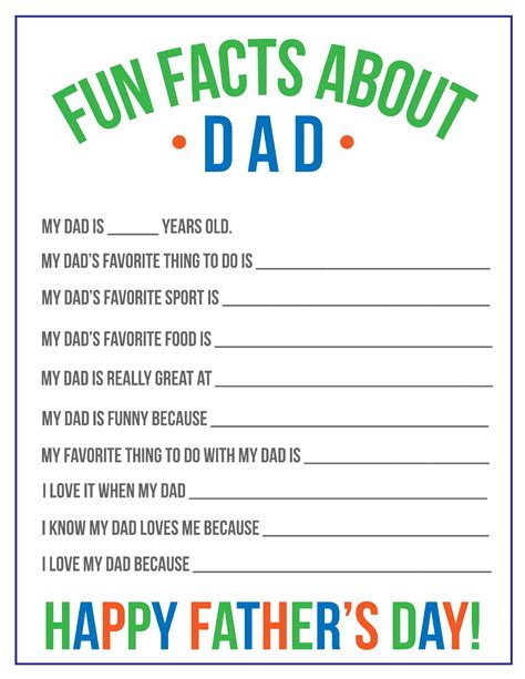 Fun Facts About Dad Printable