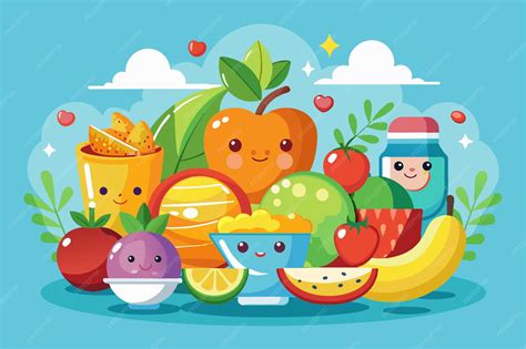 Fun Cartoon Images of Healthy Snacks