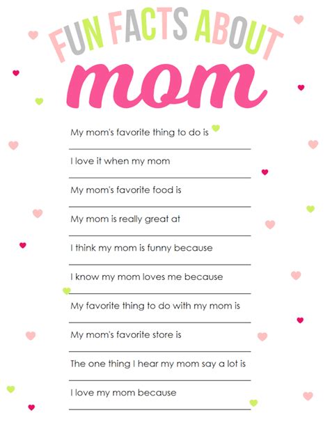 Fun Facts About Mom Printable