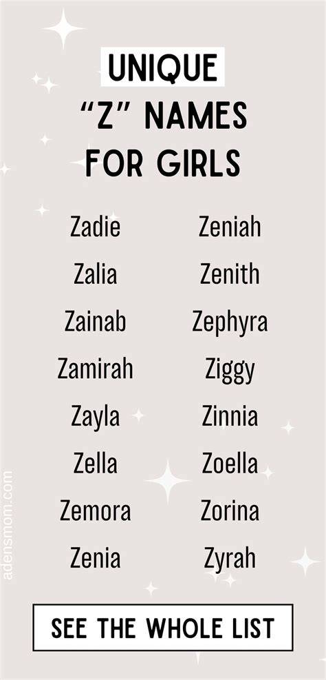 Fun Girl Names That Start With Z