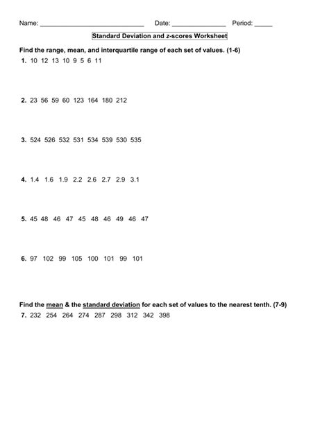 Fun With Standard Deviation Worksheet Answers - kidsworksheetfun