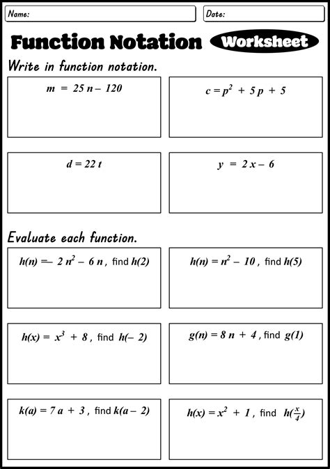 Function Notation Worksheet 2 | School | Algebra, Algebra 1, Worksheets