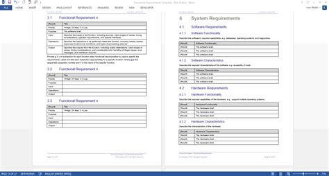 Functional Requirements Template Software Development