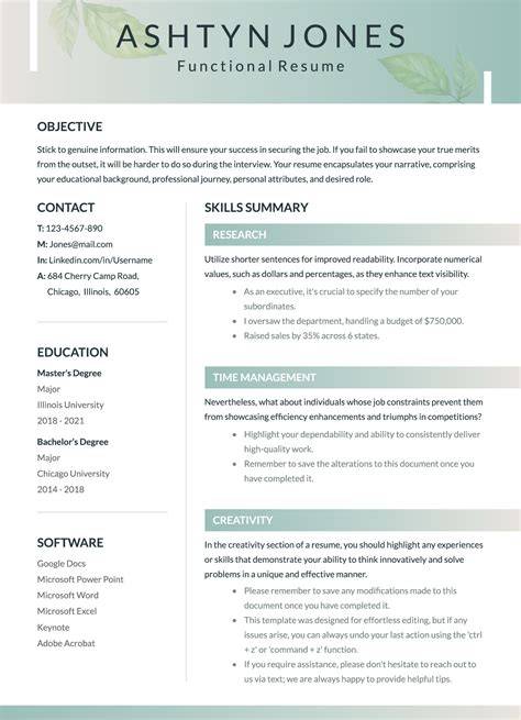 Functional Resume Template Word Free Download - SCIENCE EDUCATION