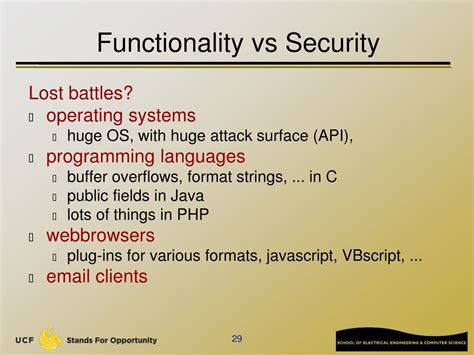 Functionality vs. security
