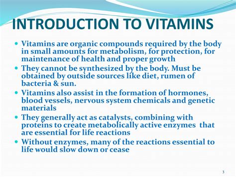 Functions of Vitamins