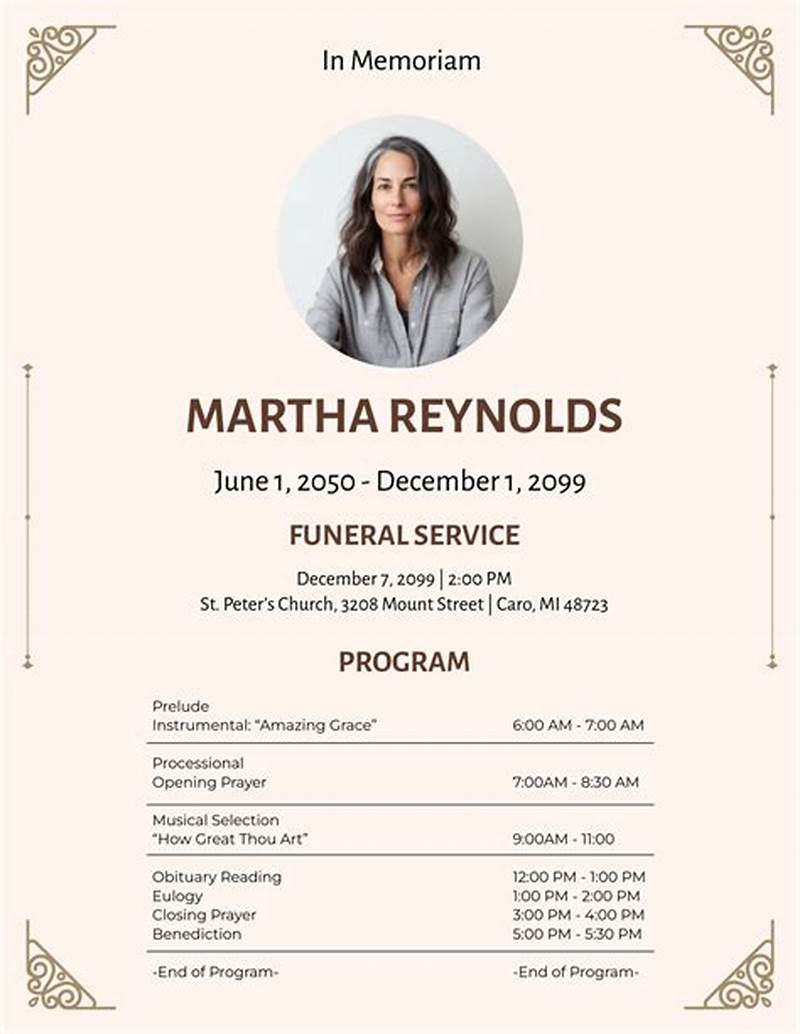 Funeral Program Editable Template