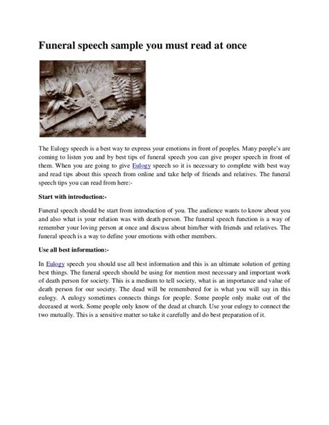 Funeral Service Speech Sample