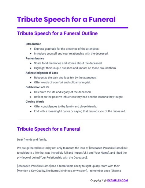 Funeral Speech Examples