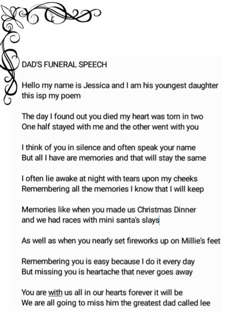 Funeral Speech For Dad From Daughter Sample