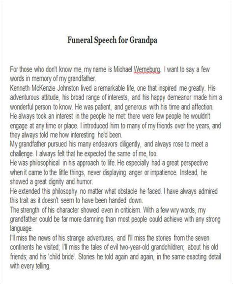 Funeral Speech Sample