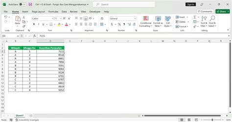 Fungsi Ctrl Q Pada Excel