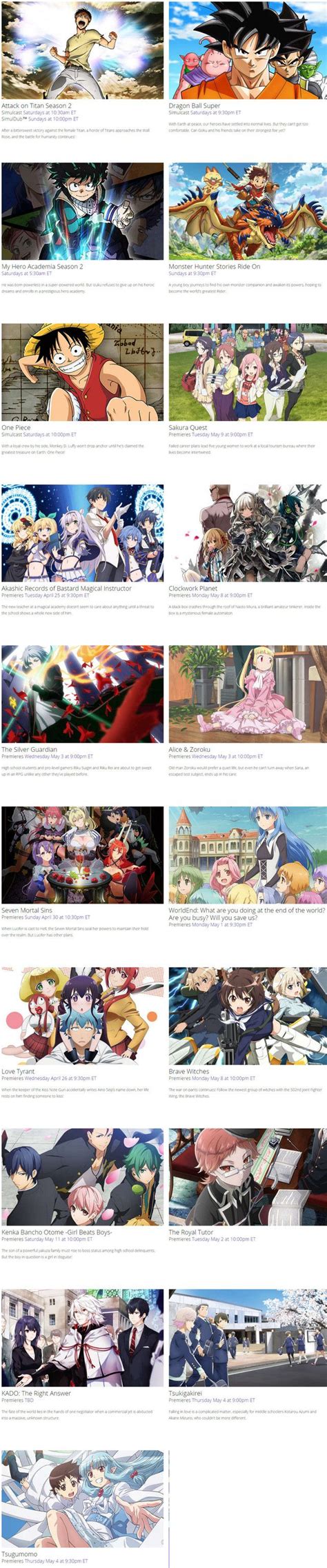 Funimation Spring 2024 Simuldub Schedule