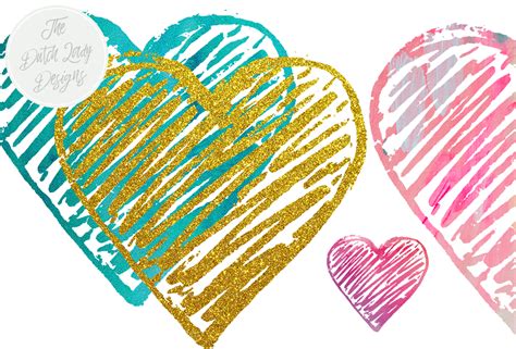 Download Funky Valentine Hearts Clipart Set - Sparkle... For Crafts