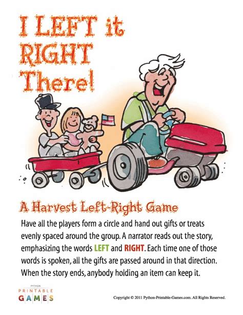 Funny Printable Left Right Game Story Any Occasion