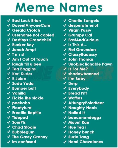 Funny Instagram Meme Names