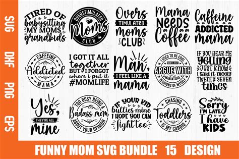 Download Funny Mom SVG Bundle | 20 Designs Files